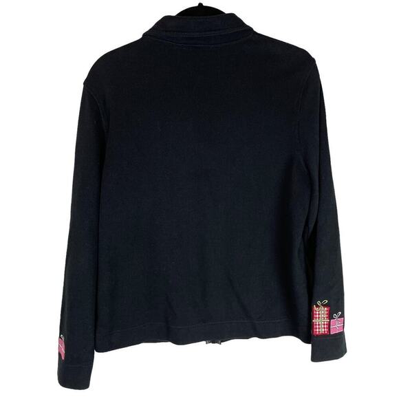 Vintage Christmas snowman gifts knit collared zip front cardigan sweater - Picture 7 of 10